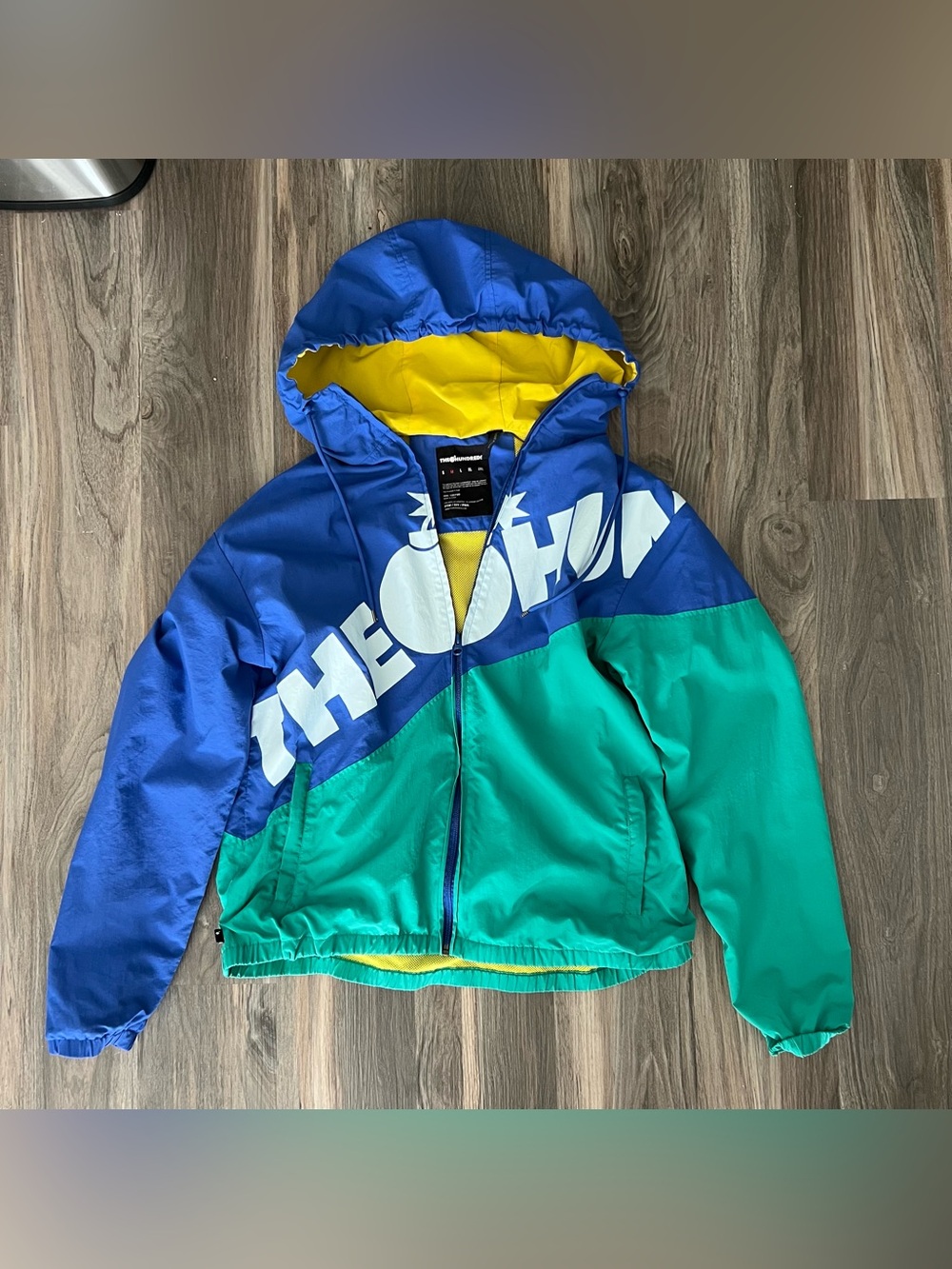 The Hundreds Blue Green Yellow Colorblock Hooded Windbreaker Jacket